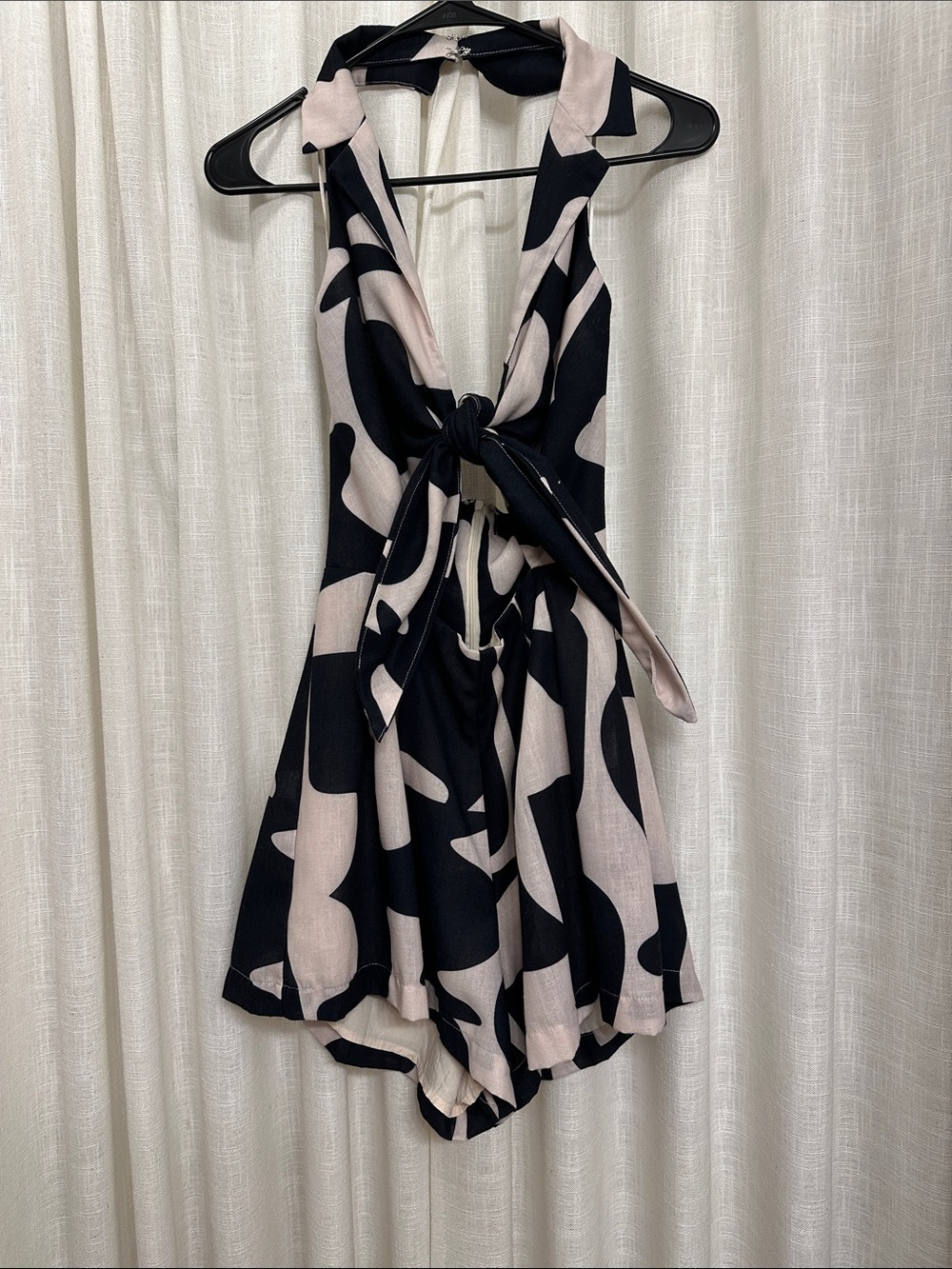 Fab'rik Black and Blush Abstract Halter Romper